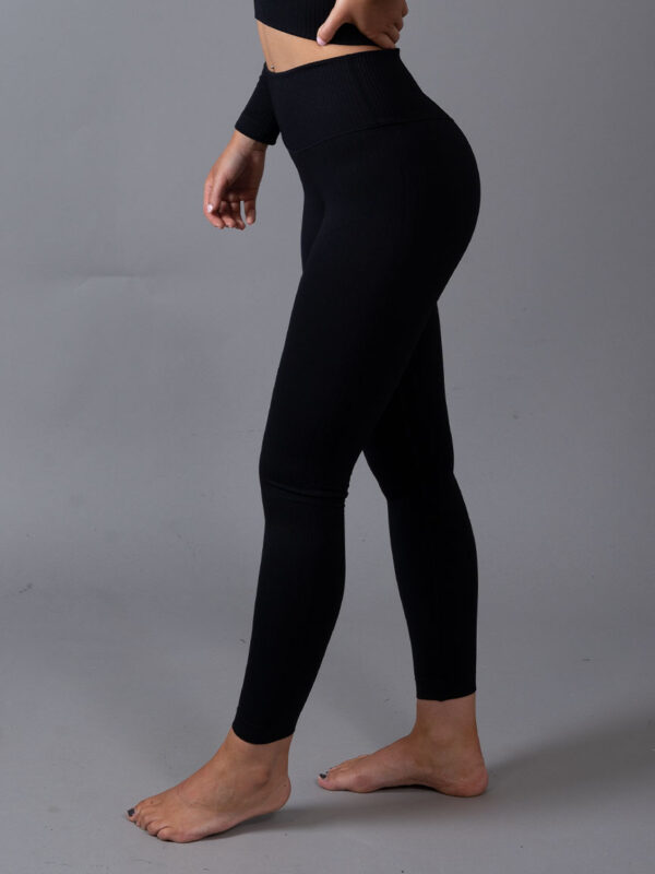 Ribbed Seamless Tights Lenis Black Side