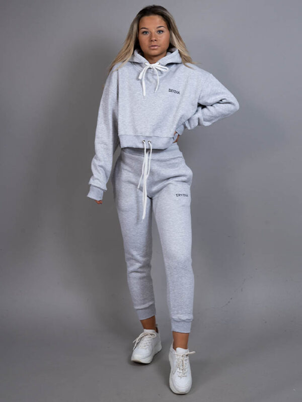 Cropped Hoodie set comfy grey front