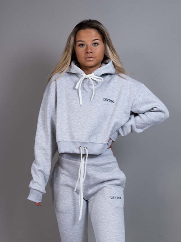 Cropped Hoodie comfy grey front