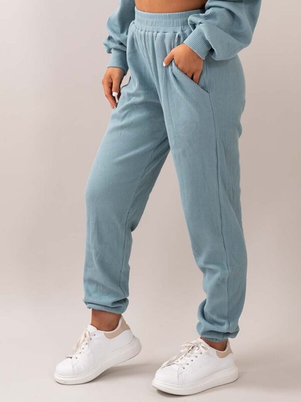 Air ribbed pants turquoise side 2
