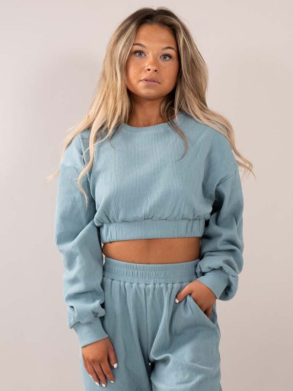 Air ribbed top turquoise front