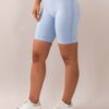 Four blue seamless shorts side