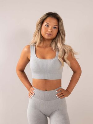 Lenis ribbed seamless BH Grey Front 1