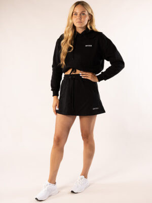 Black comfy skirt + cropped hoodie whole